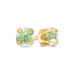 3mm Light Green Crystal Solitaire Stud Piercing Earring in 14K Solid Gold