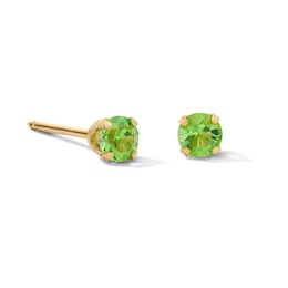 3mm Light Green Crystal Solitaire Stud Piercing Earring in 14K Solid Gold