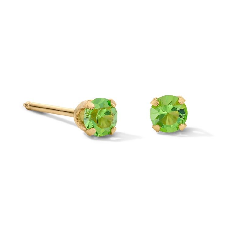 Main Image 1 of 3mm Light Green Crystal Solitaire Stud Piercing Earring in 14K Solid Gold