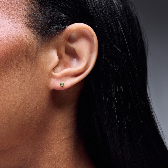 3mm Light Green Crystal Solitaire Stud Piercing Earring in 14K Solid Gold