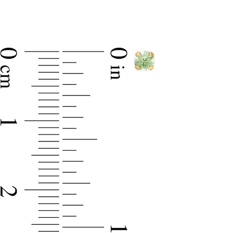 Main Image 2 of 3mm Light Green Crystal Solitaire Stud Piercing Earring in 14K Solid Gold
