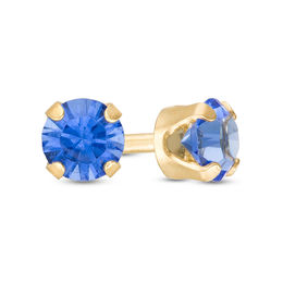 3mm Blue Crystal Solitaire Stud Piercing Earring in 14K Solid Gold
