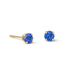 3mm Blue Crystal Solitaire Stud Piercing Earring in 14K Solid Gold