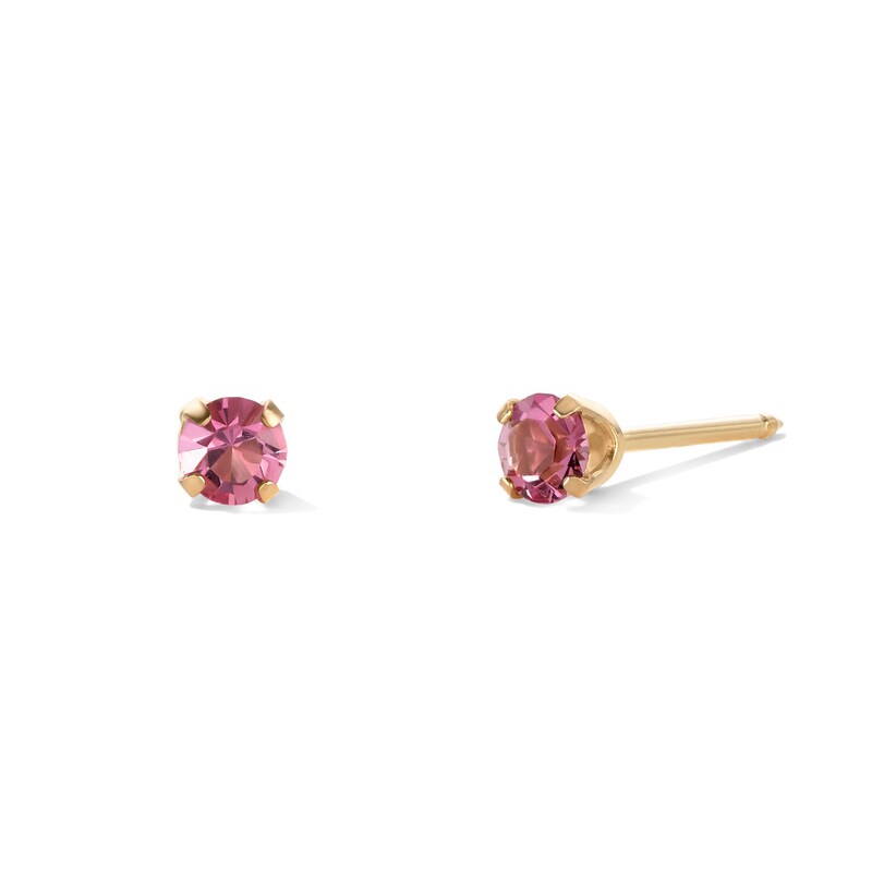 3mm Rose Crystal Solitaire Stud Piercing Earring in 14K Solid Gold