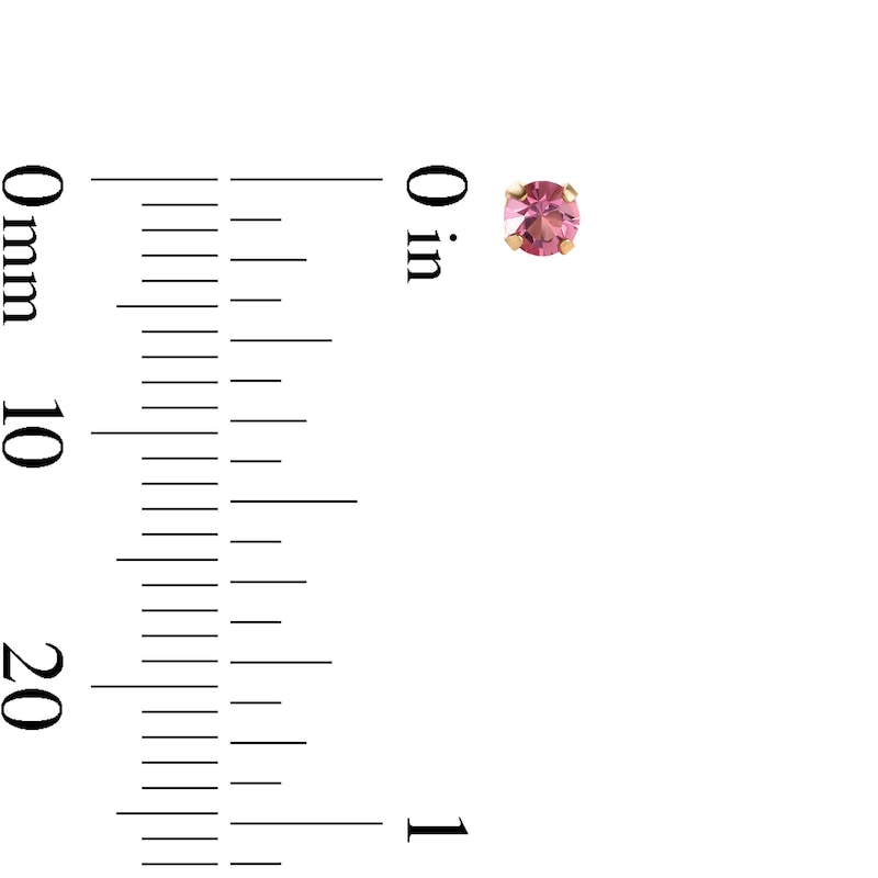 Main Image 3 of 3mm Rose Crystal Solitaire Stud Piercing Earring in 14K Solid Gold