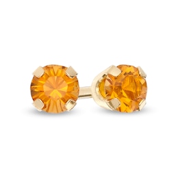 3mm Yellow Crystal Solitaire Stud Piercing Earring in 14K Solid Gold
