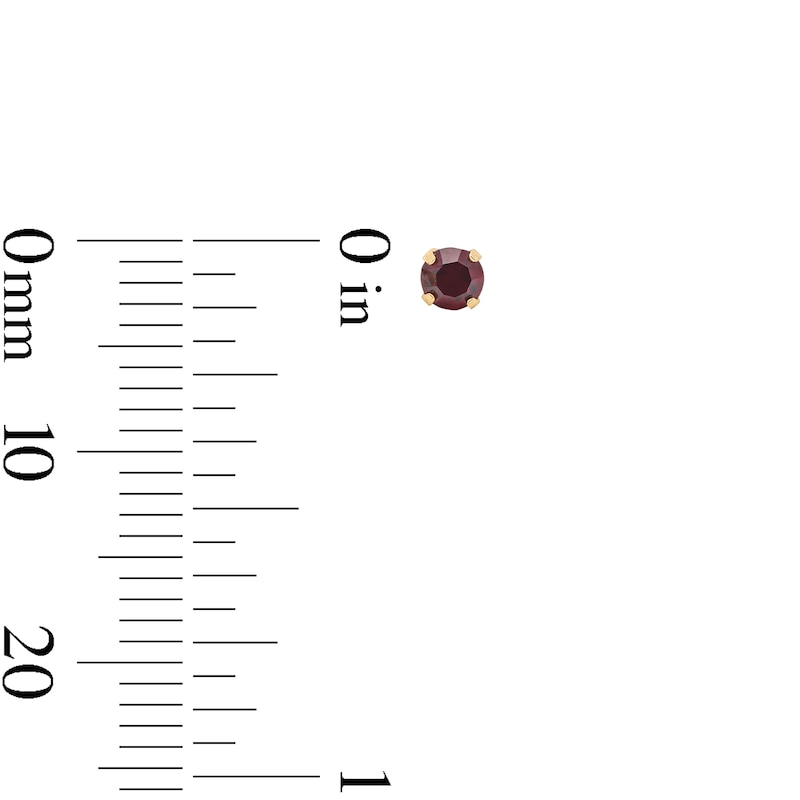 Main Image 3 of 3mm Dark Red Crystal Solitaire Stud Piercing Earrings in 14K Solid Gold