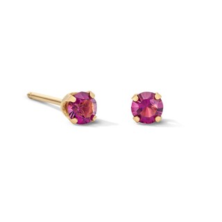 3mm Light Purple Crystal Solitaire Stud Piercing Earrings in 14K Solid Gold