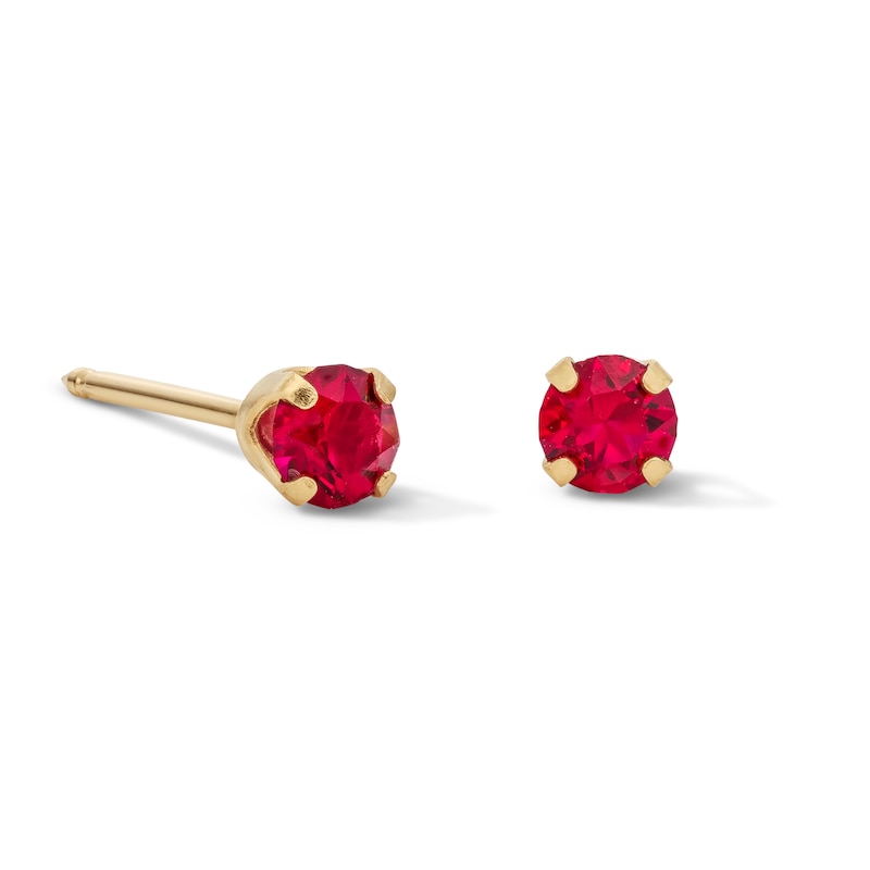 Main Image 1 of 3mm Red Crystal Solitaire Stud Piercing Earrings in 14K Solid Gold