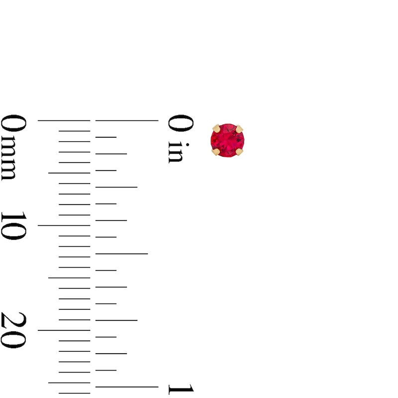 Main Image 3 of 3mm Red Crystal Solitaire Stud Piercing Earrings in 14K Solid Gold