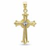 Thumbnail Image 0 of Cross Charm with Diamond-Cut Center in 14K Two-Tone Gold