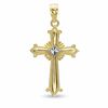 Thumbnail Image 0 of Cross Charm with Diamond-Cut Center in 14K Two-Tone Gold