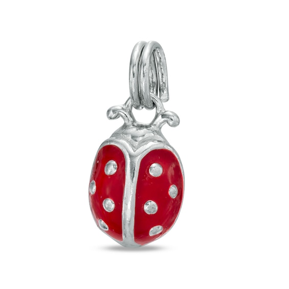 Red Enamel Ladybug Charm in Sterling Silver