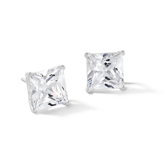 8.0mm Princess-Cut Cubic Zirconia Stud Earrings in Sterling Silver