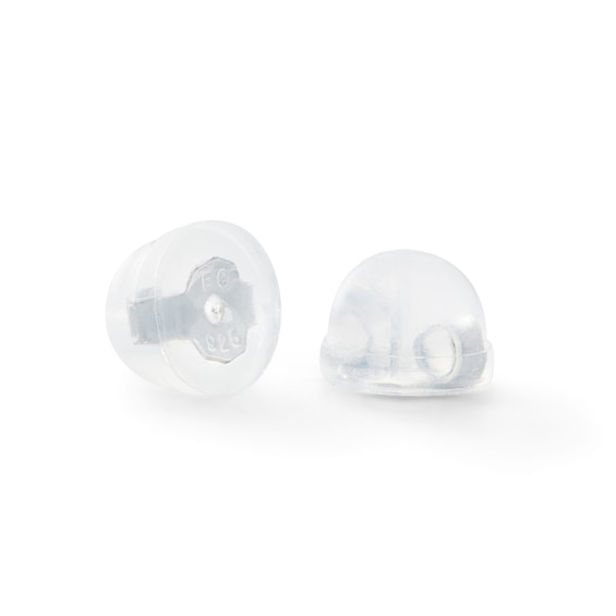 Solid Sterling Silver 8mm Princess-Cut CZ Solitaire Studs