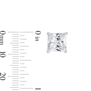 Solid Sterling Silver 8mm Princess-Cut CZ Solitaire Studs