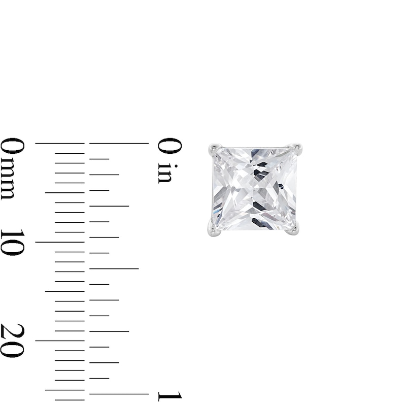 Main Image 4 of 8.0mm Princess-Cut Cubic Zirconia Stud Earrings in Sterling Silver
