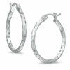 20mm Diamond-Cut Patch Hoop Earrings in Sterling Silver