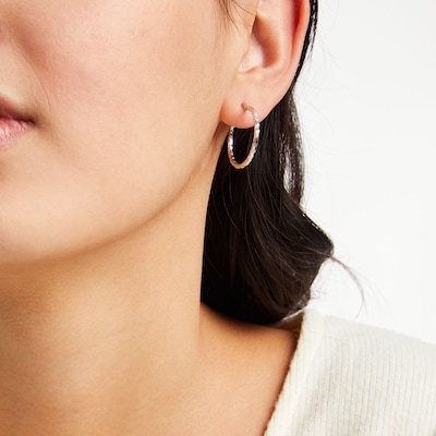 20mm Diamond-Cut Patch Hoop Earrings in Sterling Silver