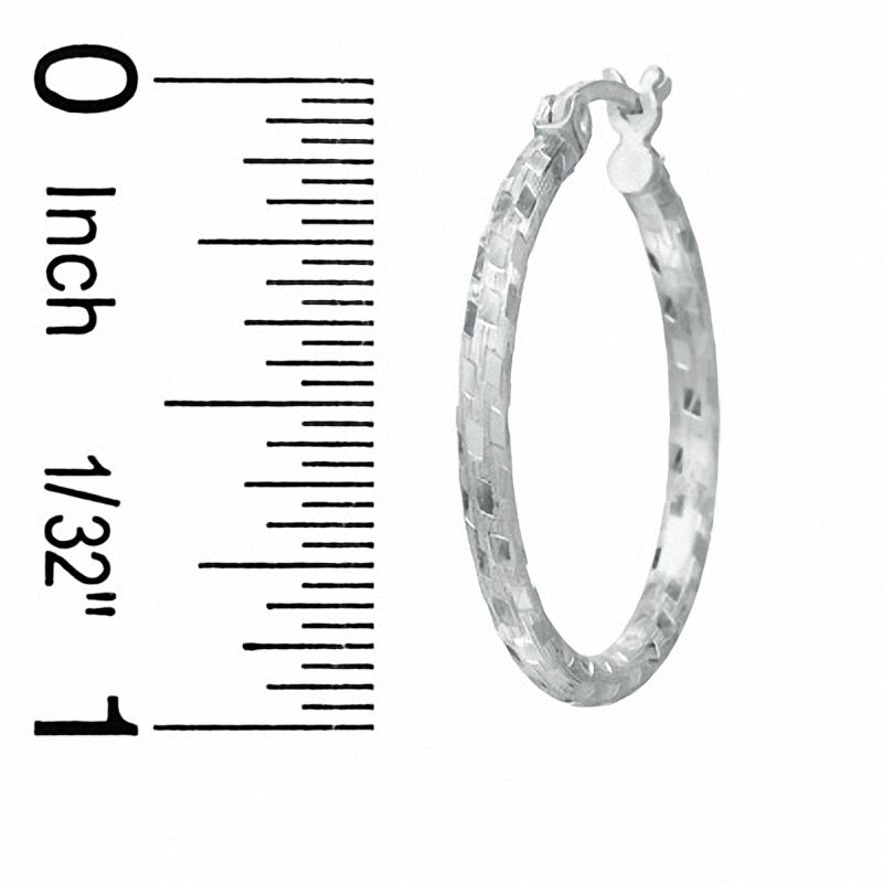 20mm Diamond-Cut Patch Hoop Earrings in Sterling Silver