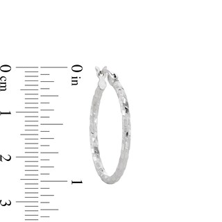 20mm Diamond-Cut Patch Hoop Earrings in Sterling Silver