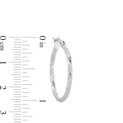20mm Diamond-Cut Patch Hoop Earrings in Sterling Silver