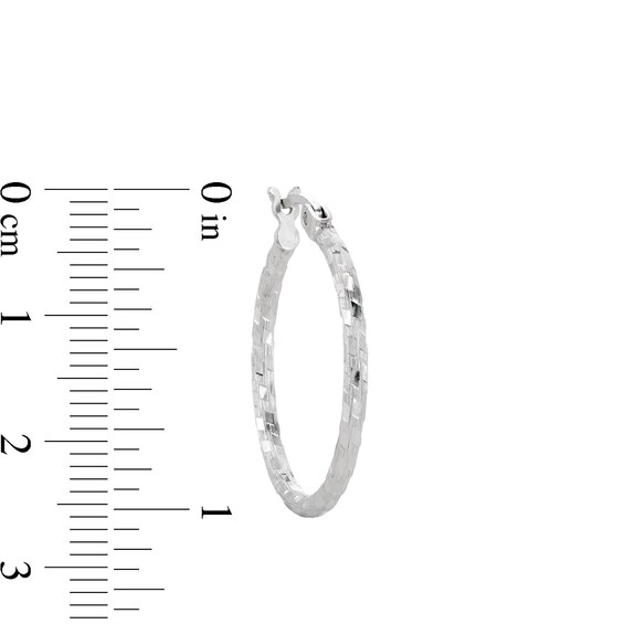 20mm Diamond-Cut Patch Hoop Earrings in Sterling Silver