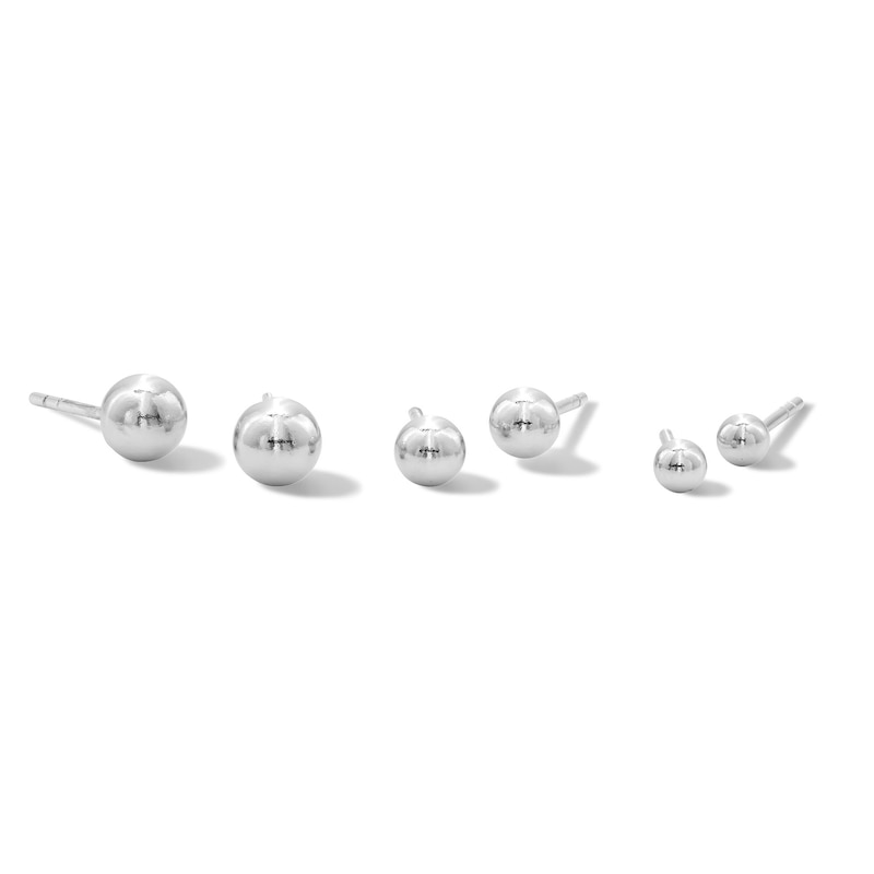 Three-Piece Ball Stud Earrings Set in Sterling Silver