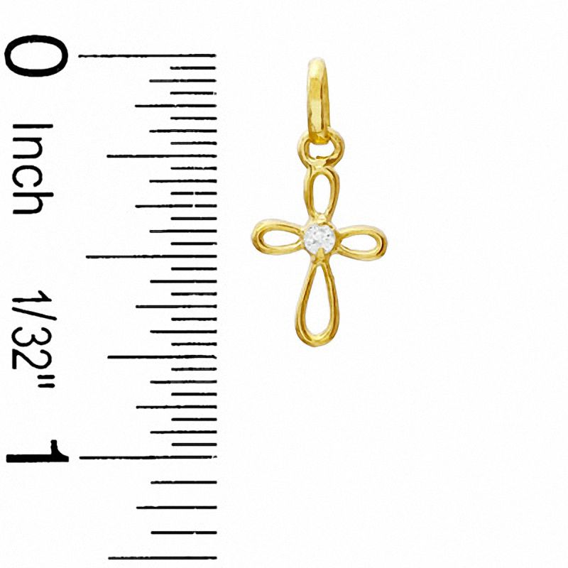 Main Image 2 of Cubic Zirconia Tiny Loop Cross Charm in 10K Gold