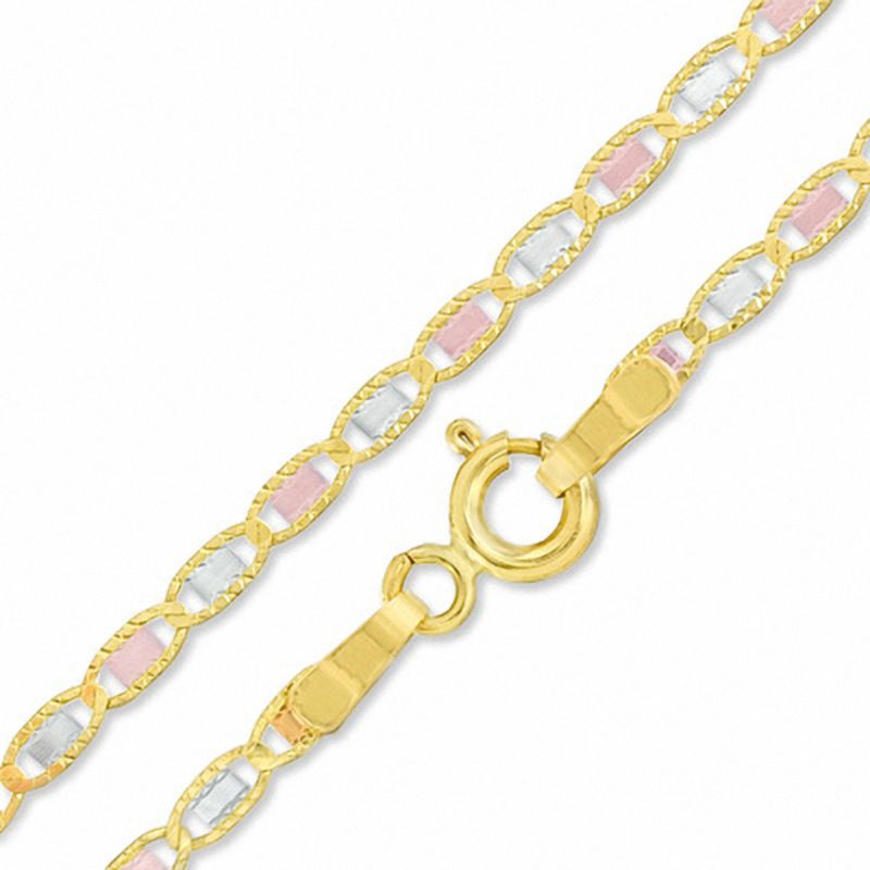 Main Image 1 of Made in Italy 040 Gauge Valentino Chain Necklace in 10K Tri-Tone Gold - 20&quot;