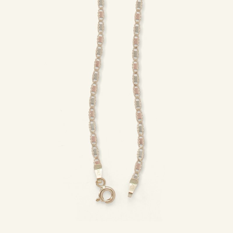 Main Image 2 of Made in Italy 040 Gauge Valentino Chain Necklace in 10K Tri-Tone Gold - 20&quot;