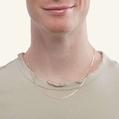 Made in Italy 040 Gauge Valentino Chain Necklace in 10K Tri-Tone Gold - 20"