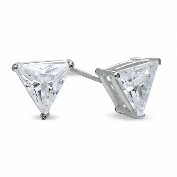 8mm Trillion-Cut Cubic Zirconia Stud Earrings in Sterling Silver