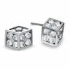 Cubic Zirconia Dice Stud Earrings in Sterling Silver