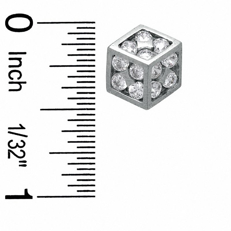 Cubic Zirconia Dice Stud Earrings in Sterling Silver