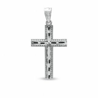 Diamond-Cut Cross Charm in 10K White Gold
