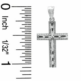 Diamond-Cut Cross Charm in 10K White Gold