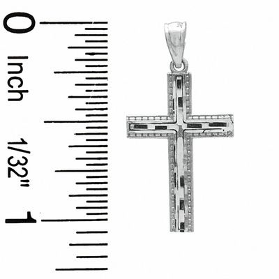 Diamond-Cut Cross Charm in 10K White Gold