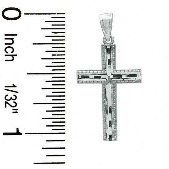 Diamond-Cut Cross Charm in 10K White Gold