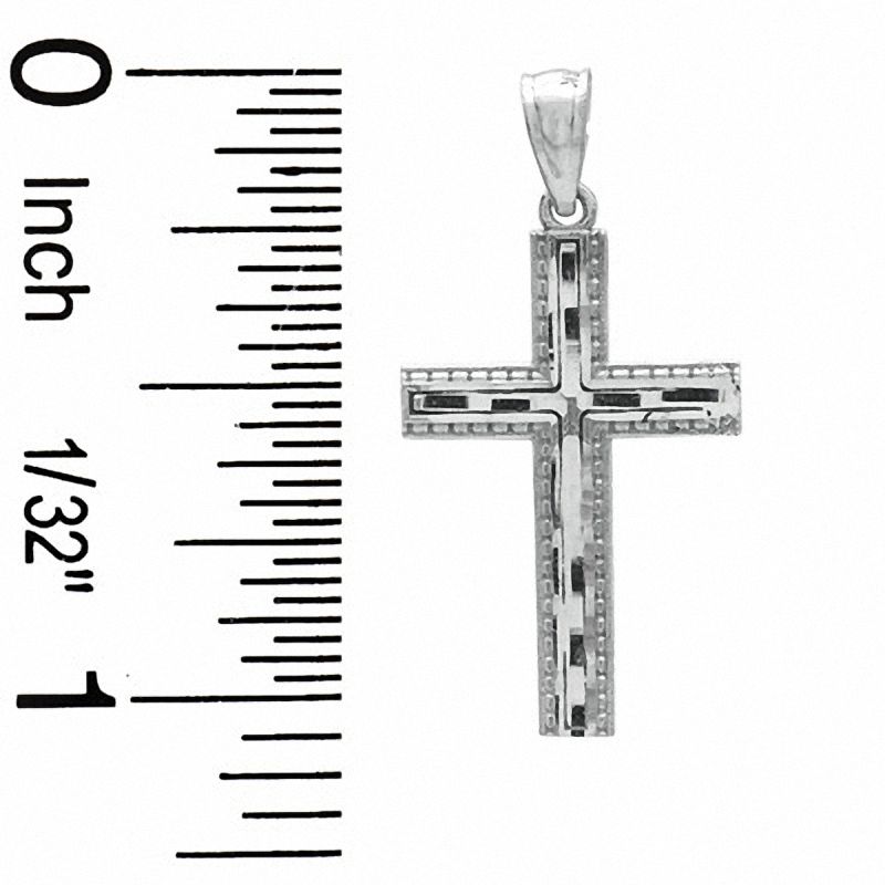 Main Image 2 of Diamond-Cut Cross Charm in 10K White Gold