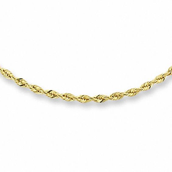 14K Gold 2mm Diamond-Cut Rope Chain Necklace - 22"