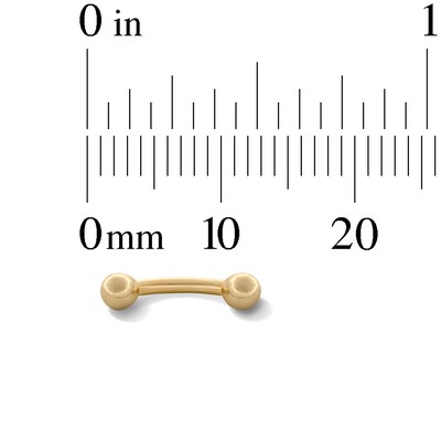 10K Solid Gold Curved Barbell - 16G 1/4"