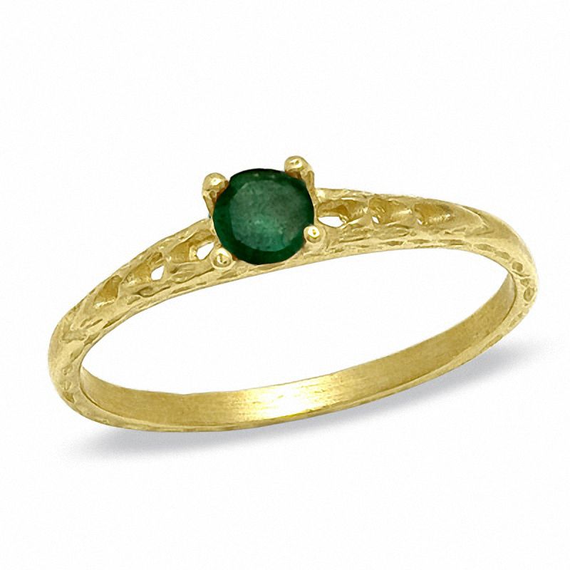 Main Image 1 of Child's Emerald Birthstone Ring in 10K Gold - Size 3