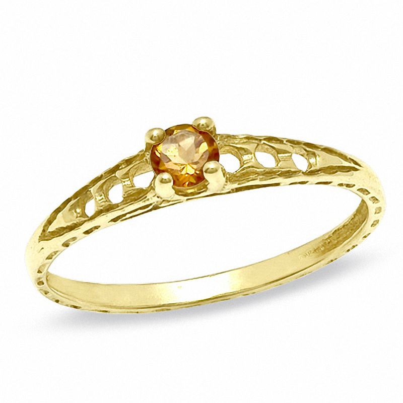 Main Image 1 of Child's Citrine Birthstone Ring in 10K Gold - Size 3