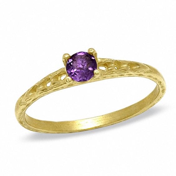 Child's Amethyst Birthstone Ring in 10K Gold - Size 3