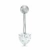Thumbnail Image 1 of 014 Gauge Belly Button Ring with Heart-Shaped Cubic Zirconia in 10K White Gold