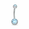 Thumbnail Image 0 of Solid Stainless Steel CZ Blue Belly Button Ring - 14G