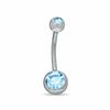 Thumbnail Image 1 of Solid Stainless Steel CZ Blue Belly Button Ring - 14G