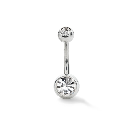 Stainless Steel CZ Belly Button Ring