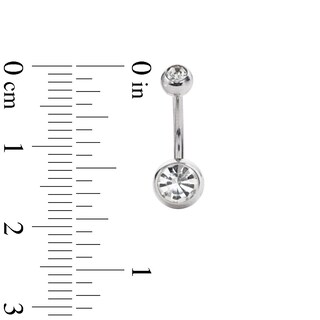 Stainless Steel CZ Belly Button Ring - 14G 7/16"